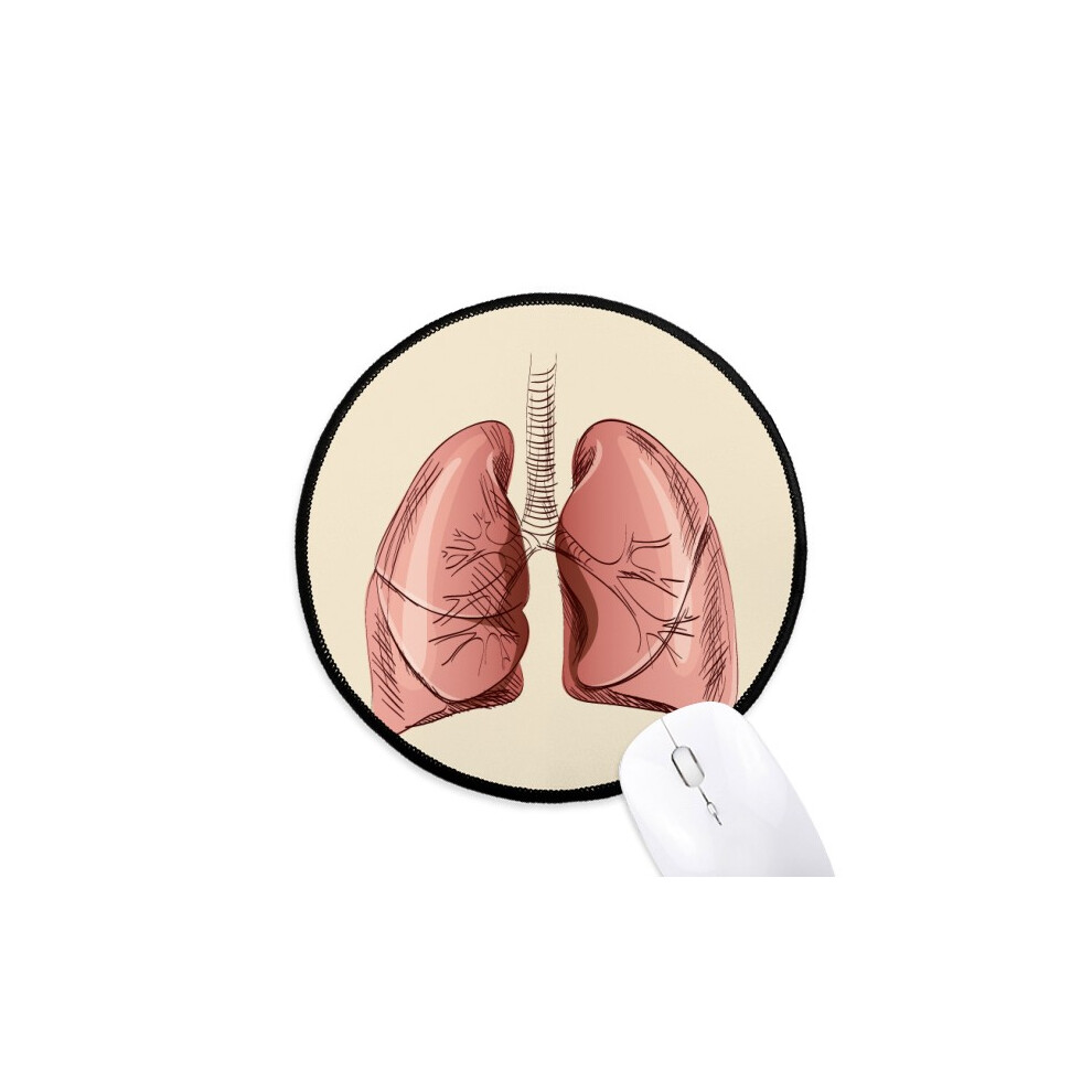 Organ Lung Human Illustration Mouse Pad Desktop Office Round Mat For Computer 697184822322