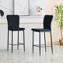 (2pcs, black(velvet)) AINPECCA Bar Stools Set 2 4 Breakfast Bar Chairs
