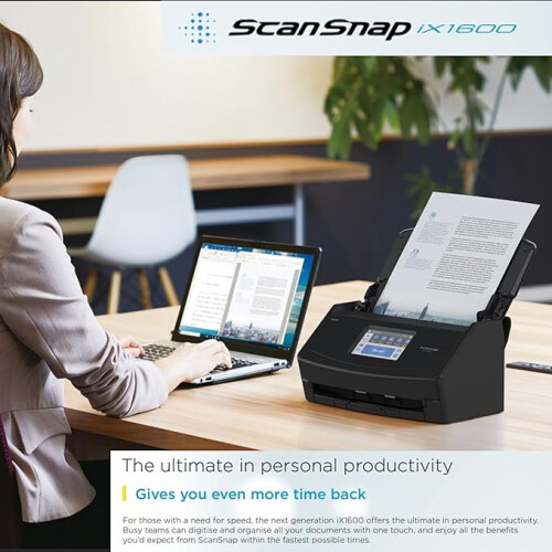 ScanSnap iX1600 Black Document Scanner 5GHz - Desktop, Double Sided with WiFi, Touchscreen 2