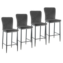 (4pcs, grey(velvet)) AINPECCA Bar Stools Set 2 4 Breakfast Bar Chairs