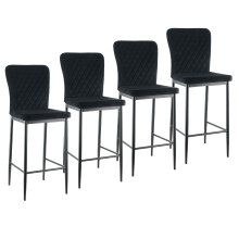 (4pcs, black(velvet)) AINPECCA Bar Stools Set 2 4 Breakfast Bar Chairs