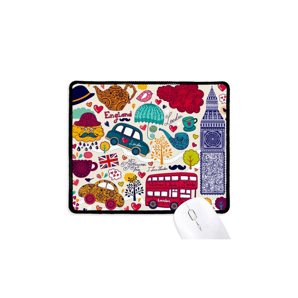 Bus Tower Uk England Big Ben Landmark Mousepad Stitched Edge Mat Rubber Gang Pad 697184822568