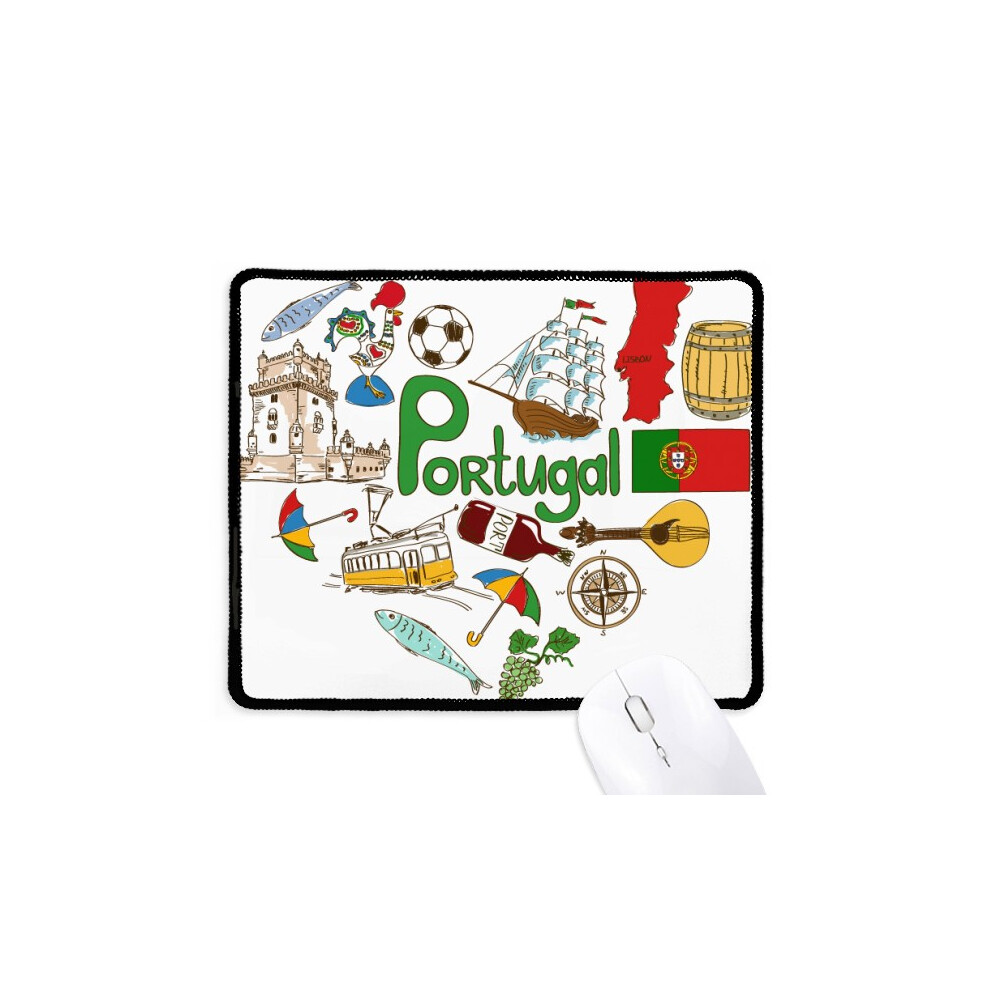 Portugal Love Heart Landscap National Flag Mousepad Stitched Edge Mat Rubber Gang Pad 697184822629