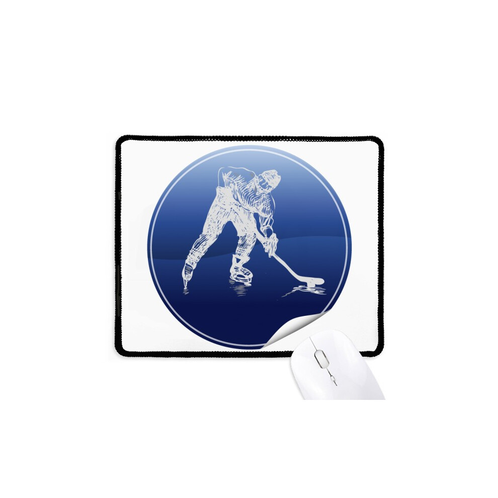 Winter Sport Skating And Ice Hockey Watercolor Mousepad Stitched Edge Mat Rubber Gang Pad 697184822896