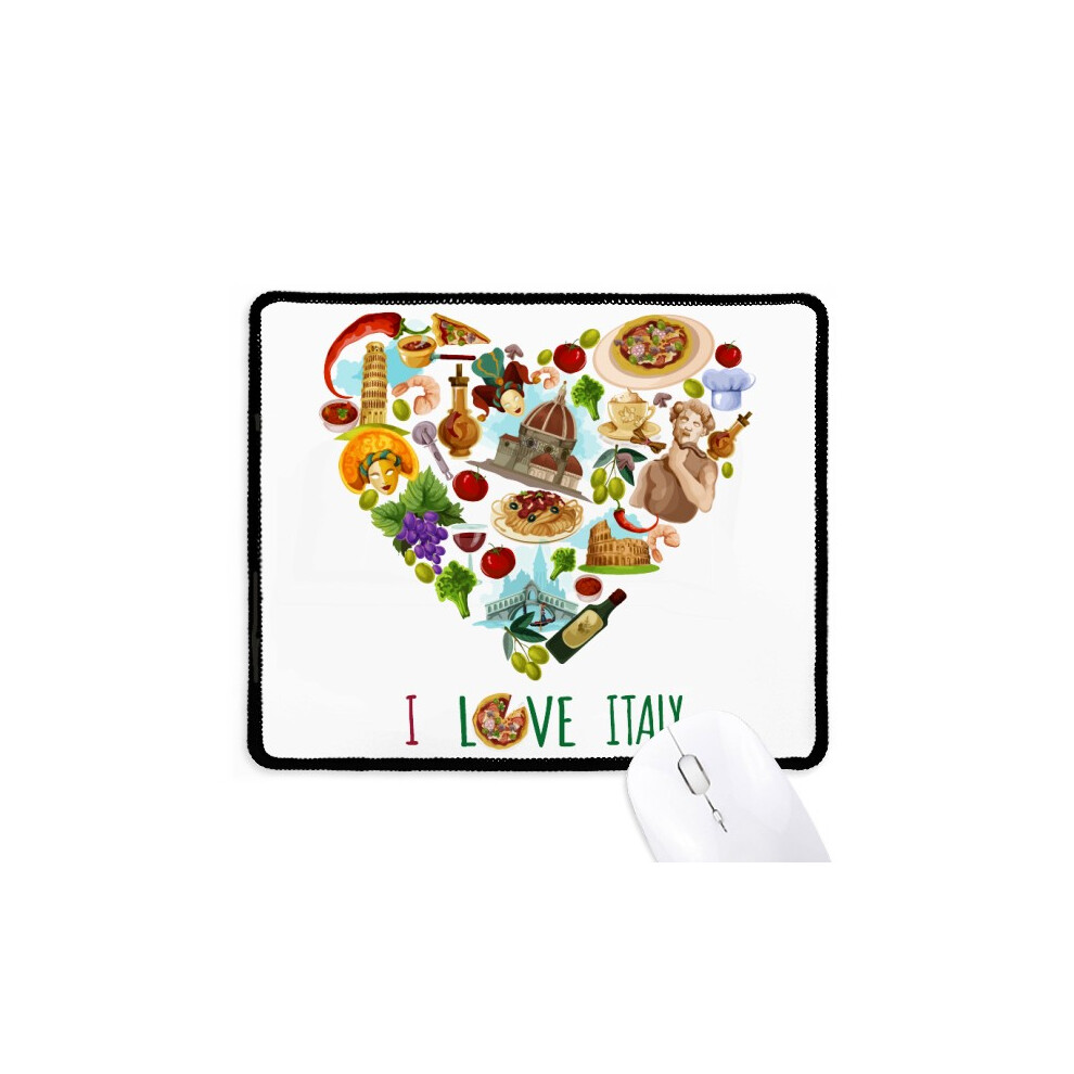Heart Tower Pisa Rome Spaghetti Mousepad Stitched Edge Mat Rubber Gang Pad 697184823176