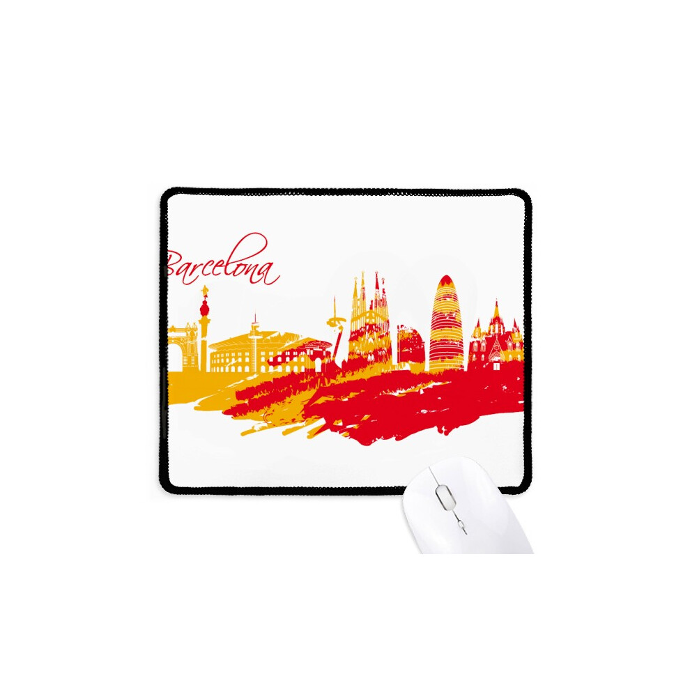 City Outline Barcelona Mousepad Stitched Edge Mat Rubber Gang Pad Red/Yellow 697184823213