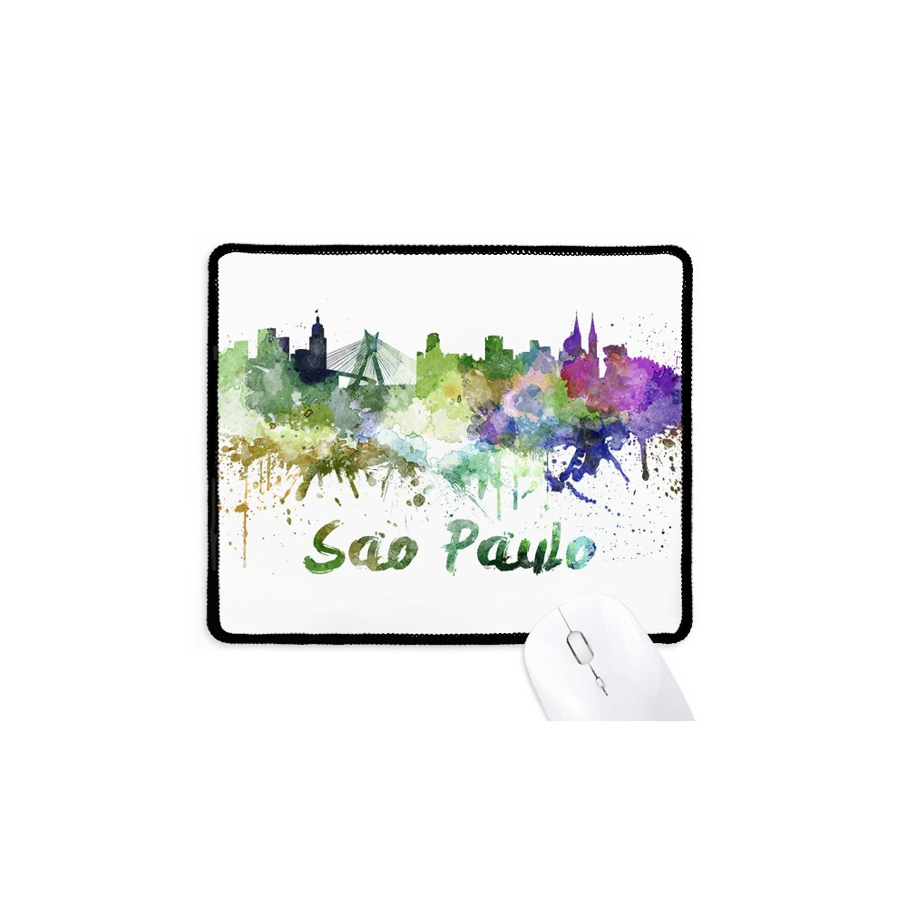 Sao Paula Brazil City Watercolor Mousepad Stitched Edge Mat Rubber Gang Pad 697184823282