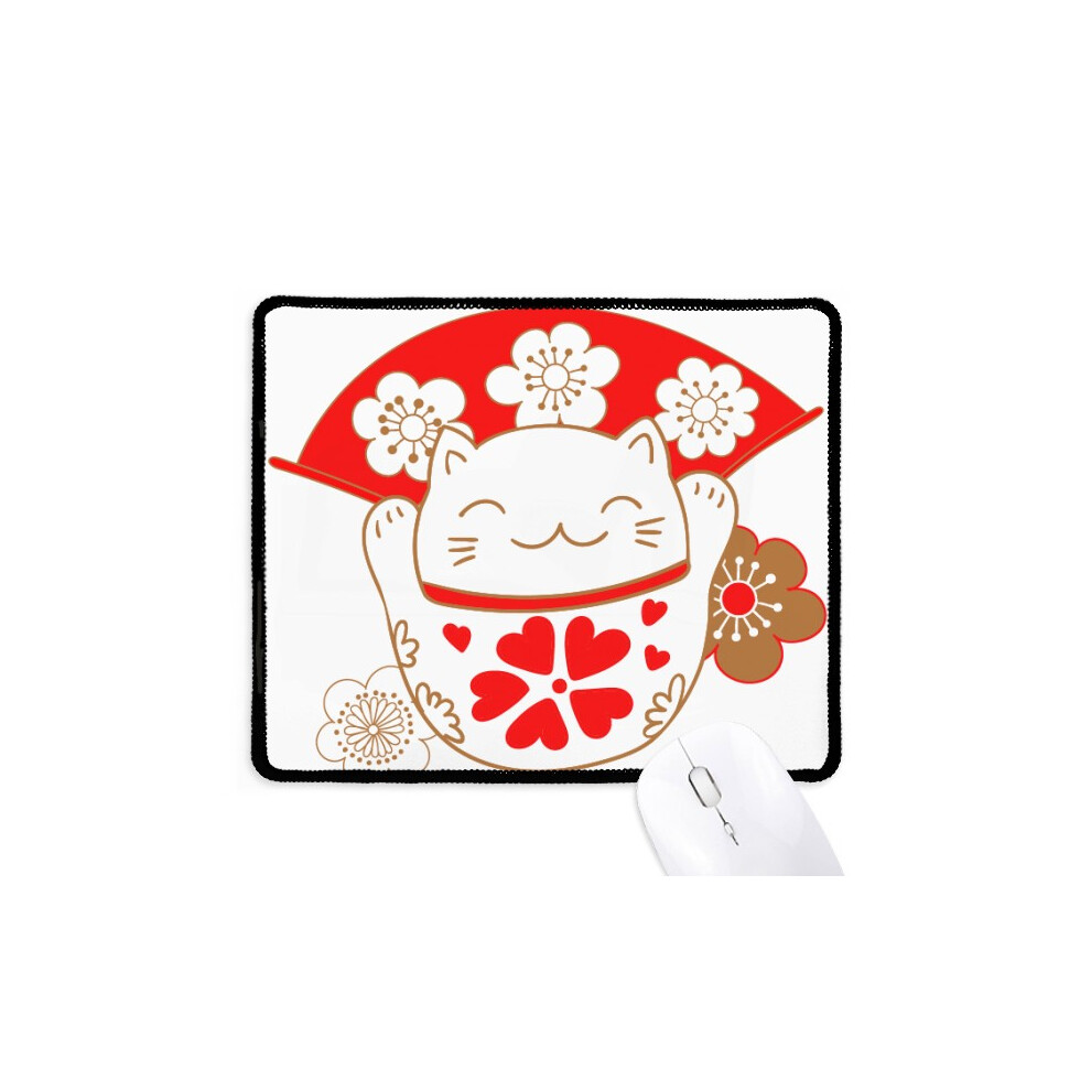 Cherry Blossoms Lucky Fortune Cat Japan Mousepad Stitched Edge Mat Rubber Gang Pad 697184823305