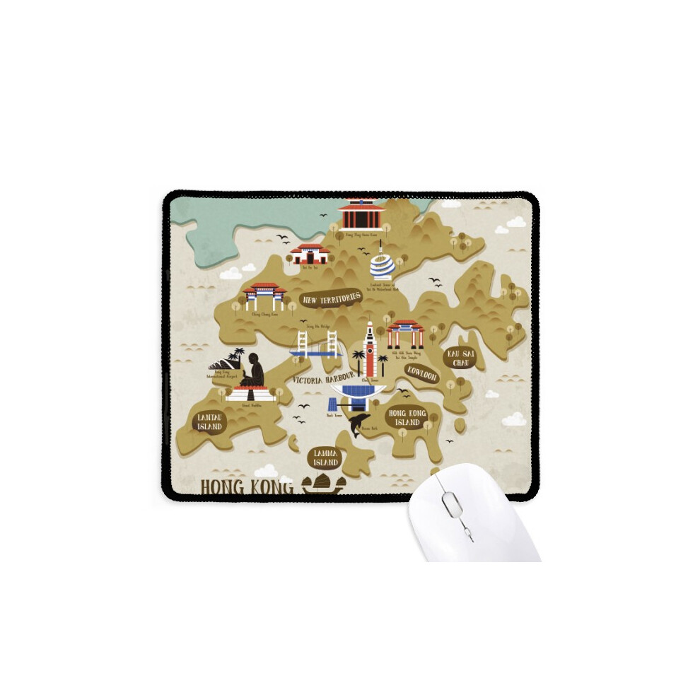 Hong Kong Traditional Map China Mousepad Stitched Edge Mat Rubber Gang Pad 697184824067