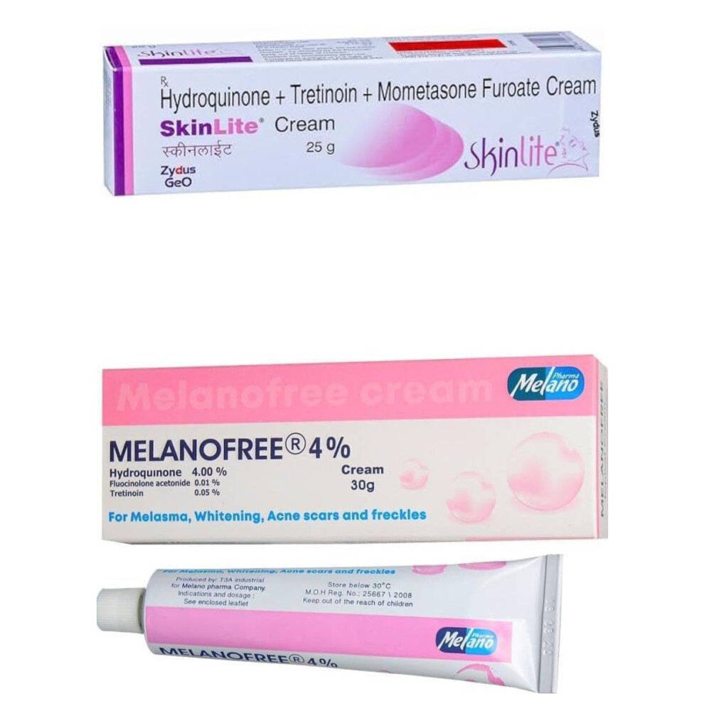 Set Of 2 Of Skin Lite Beauty Cream For Dark Spots, Dark Circles, Pimples & Acne - 25g WITH Melano Free 4% 30G Lightening Cream Skin Care