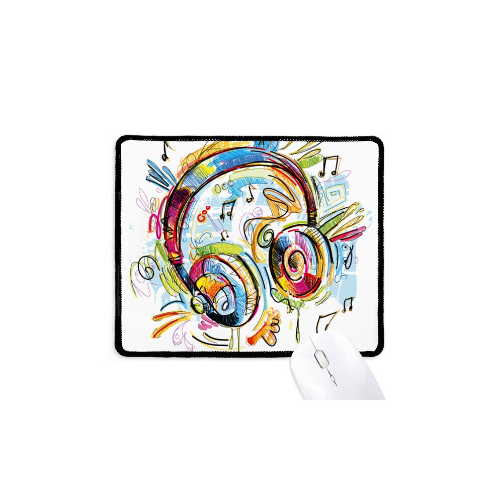 Headset Colorful Music Pattern Mousepad Stitched Edge Mat Rubber Gang Pad 697184824500