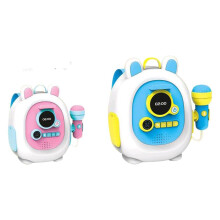 (Pink) Children Karaoke Machine Bluetooth Speaker Music Player Wireless Audio With Microphone Recording Lights Toy