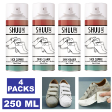 4x Shuu & Boot Cleaner Spray For Leather Fabric Suede Canvas Easy to Clean 250ml