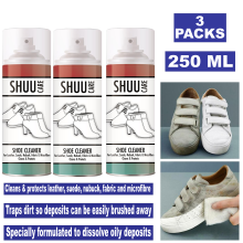 3x Shuu & Boot Cleaner Spray For Leather Fabric Suede Canvas Easy to Clean 250ml
