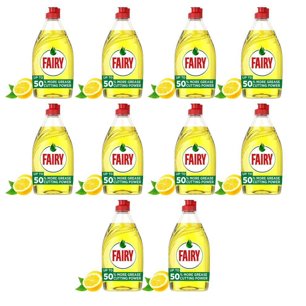 Fairy Lemon Washing Up Liquid 10x 320ml Household Cleaning Product