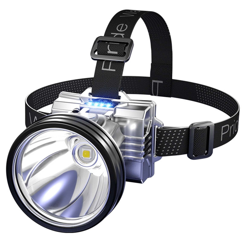 (sliver) VRELL Super Bright Rechargeable High Power Headlamp, Outdoor Camping, Fishing, Lithium Battery, Head Mounted Flashlight For Light Detection