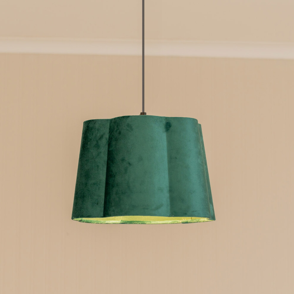 ValueLights Amy Forest Green Velvet Scallop Shape Lamp Shade