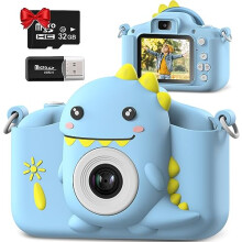 Hangrui Kids Camera, 20MP Dual Lens Kids Digital Camera with Silicone Case 2.0 Inch IPS Screen 1080P Video Camcorder, 32GB SD Card,Shockproof