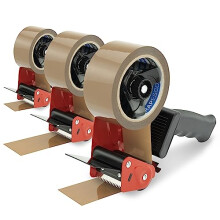 Rapesco 1742 Business Pack: 3 Germ-Savvy Antibacterial 960 Tape Dispensers and 3 Brown Packing Tapes