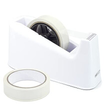Rapesco 1486 500 Heavy Duty Tape Dispenser with 2 Tape Rolls, White
