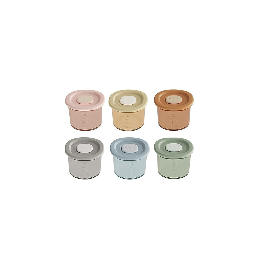 Moonkie Silicone Baby Food Storage Containers, 6 Pack, 4 Oz Weaning Freezer Pots With Airtight Lids, Reusable Baby Food Snack Pots, Microwave And