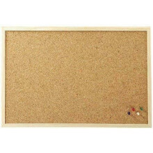 Cork Board Pin Notice Office Memo School with Push Pins Board Requisite Needs Wooden Natural Frame Board (30CM x 40CM)