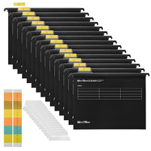 A4 Suspension Files, MerryNine 15PCS Polypropylene Filing Cabinet Suspension Files with Tabs and Card Inserts for School Home Work Office