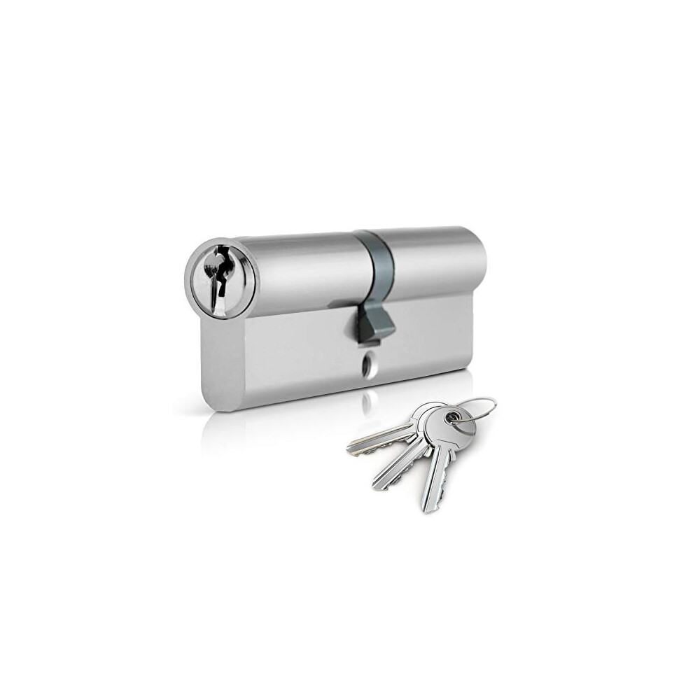 Xfort? Chrome 45/50 Euro Cylinder Lock (95Mm), Euro Door Barrel Lock With 3 Keys, Anti-Bump, Anti-Drill And Anti-Pick Door Lock With Key To Ensure 90579851