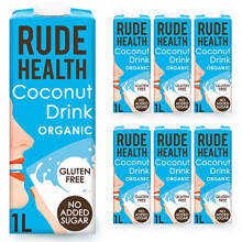 Rude Health 6 x 1 Litre Organic Coconut Dairy-Alt Milk, 100% Natural Organic Drink, Lactose Free, Dairy Free & Gluten-Free, No Added Sugar,