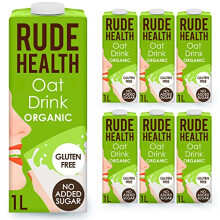 Rude Health 6 x 1 Litre Organic Oat Dairy-Alt Milk, 100% Natural Organic Drink, Lactose Free, Dairy Free & Gluten-Free, No Added Sugar, Award-Winning,