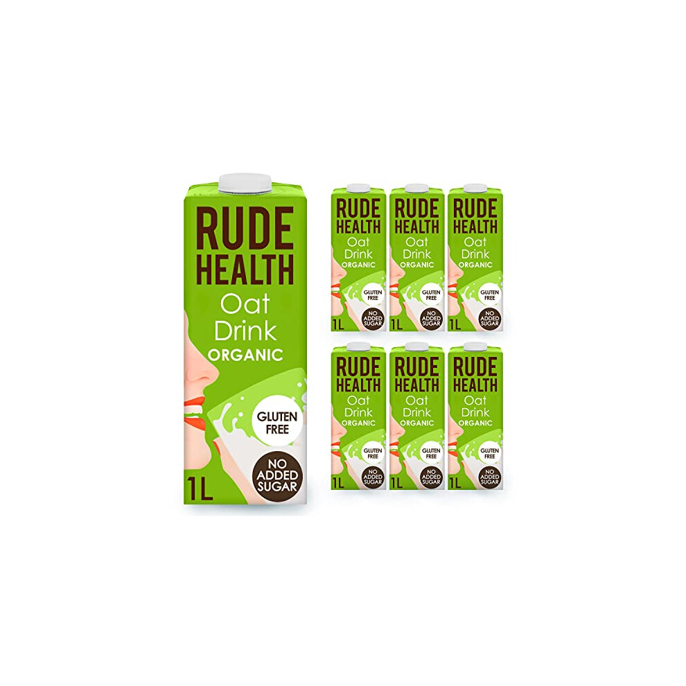 Rude Health 6 x 1 Litre Organic Oat Dairy-Alt Milk, 100% Natural Organic Drink, Lactose Free, Dairy Free & Gluten-Free, No Added Sugar, Award-Winning,