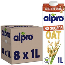 Alpro Oat No Sugars Plant-Based Long Life Drink, Vegan & Dairy Free, 1L (Pack of 8)