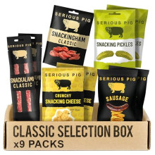 Serious Pig Classic Selection Gift Box with Cheese Crisps, Salami Snacks, Pickles & More Gourmet Hamper