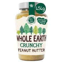 Whole Earth Crunchy Peanut Butter, 6 x 454 g Jars, Original Nut Spread Made with All Natural Ingredients, No Added Sugar, Gluten Free, Vegetarian &