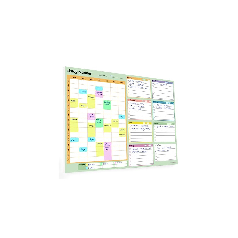 Study and Revision Planner Pad for Students - 52 thick A4 sheets for school, college and university revision and exams - Academic Planner
