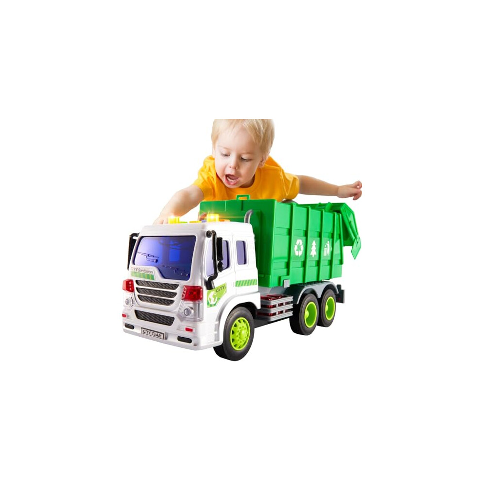 Photos - Toy Car HERSITY Garbage Truck Bin Lorry Toys for 3+ Years Old Boys, Rubbish Trucks Dustcart  with Lights and Sounds, Kids Gi