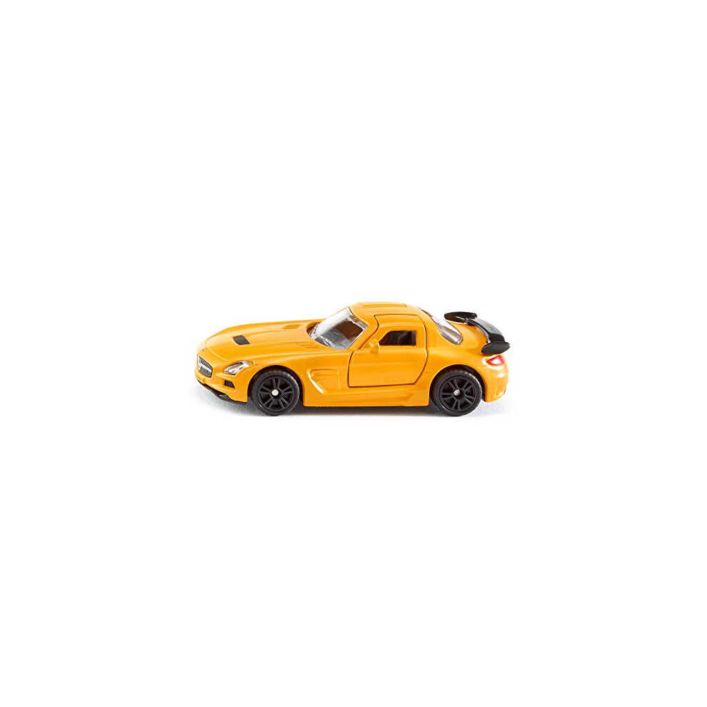 siku 1542, Mercedes-Benz SLS AMG Black Series sports car, Metal/Plastic, Orange, Opening gull-wing doors, Rubberised tyres