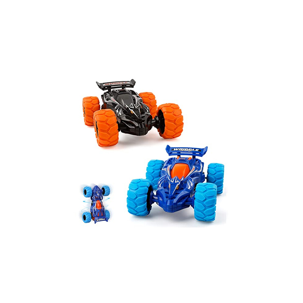 m zimoon Monster Truck Toys, 2pcs Pull Back Cars Inertia Friction Powered Car 360?Rotating Stunt Dragon Push and Go Vehicles Toys Christmas Birthday-image-OPC-PFJXKQZ-NEW