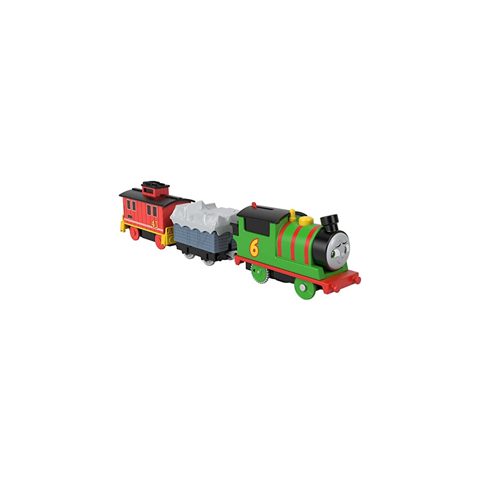 Thomas and Friends Motorized Toy Train Percy Battery-Powered Engine and Brake Car Bruno Rail Vehicle for Ages 3+ Years, HHN44