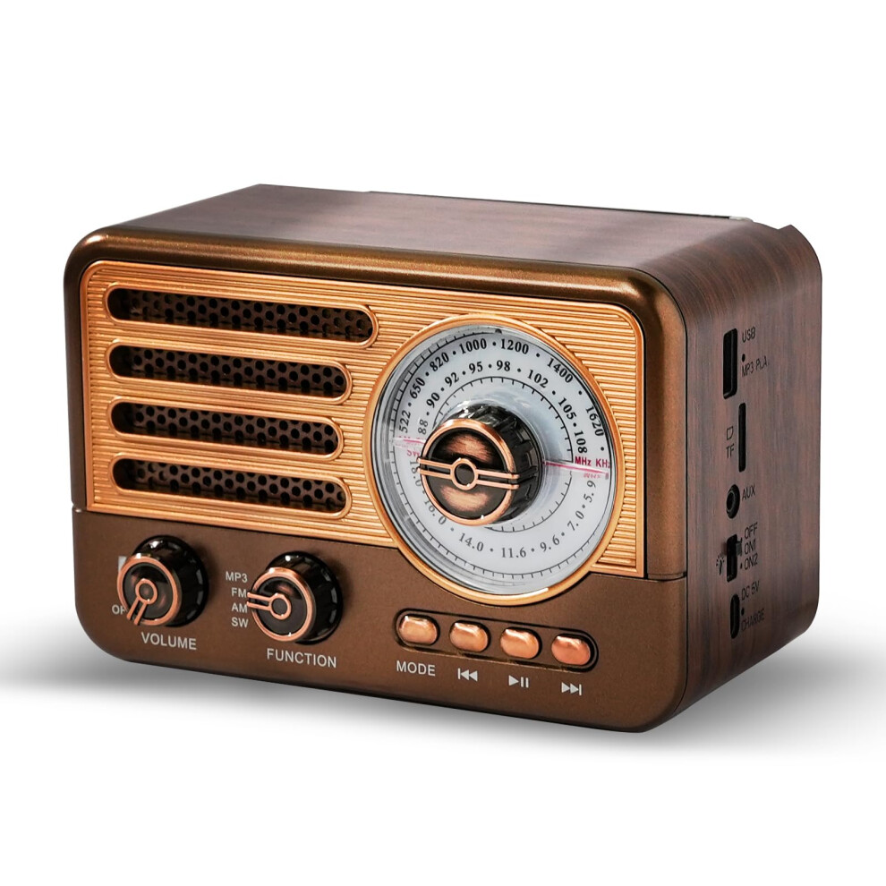 Photos - Radio / Clock Chronus Retro-Transistorradio, batteriebetriebenes AM-FM-SW-Radio, kleines wiederaufladbares tragbares Radio mit 1800 mAh Li