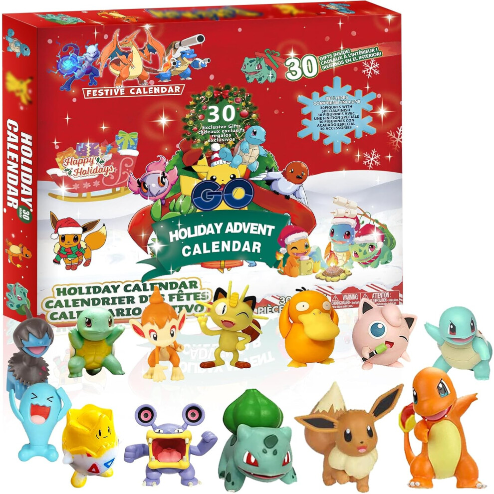 Holiday Advent Calendar 2024, PokÃ©mon 30 Surprise Holiday Gifts with Toys, Countdown to New Year and Christmas, Christmas Gifts for Kids, Kids Toys