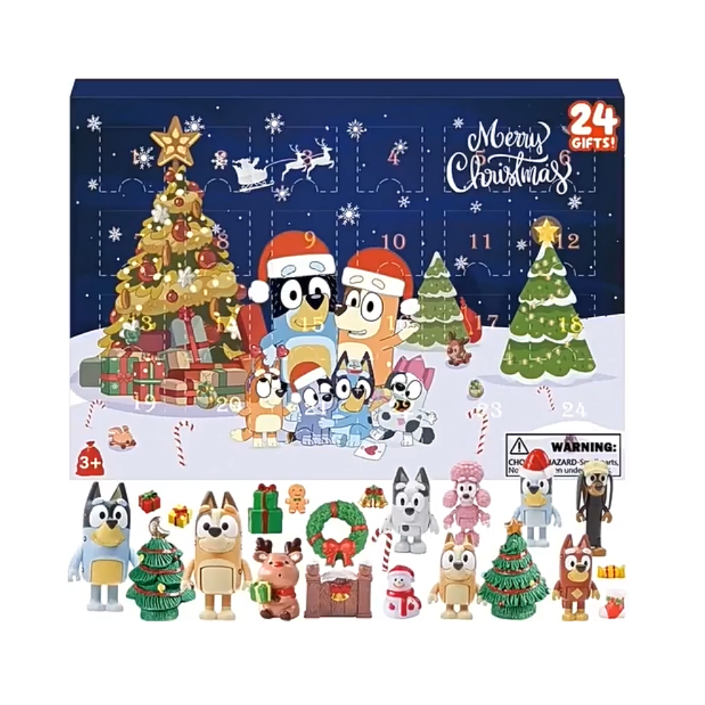 2024 New Bluey Dog Children's Holiday Advent Calendar,24 surprise holiday gift blind boxes,New Year and Christmas Countdown,Children's Christmas gift