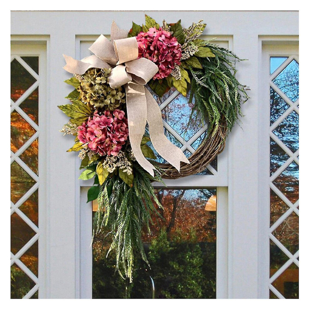 Farmhouse Pink Hydrangea Wreath Rustic Home Decor Artificial Garland for Front Door Wall Decor