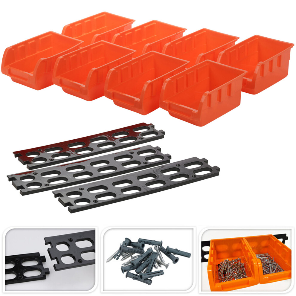 (Set of 16) 8/16 Pcs Stackable Tool Storage Bins Workshop Garage Modular Organiser & Wall Mounts