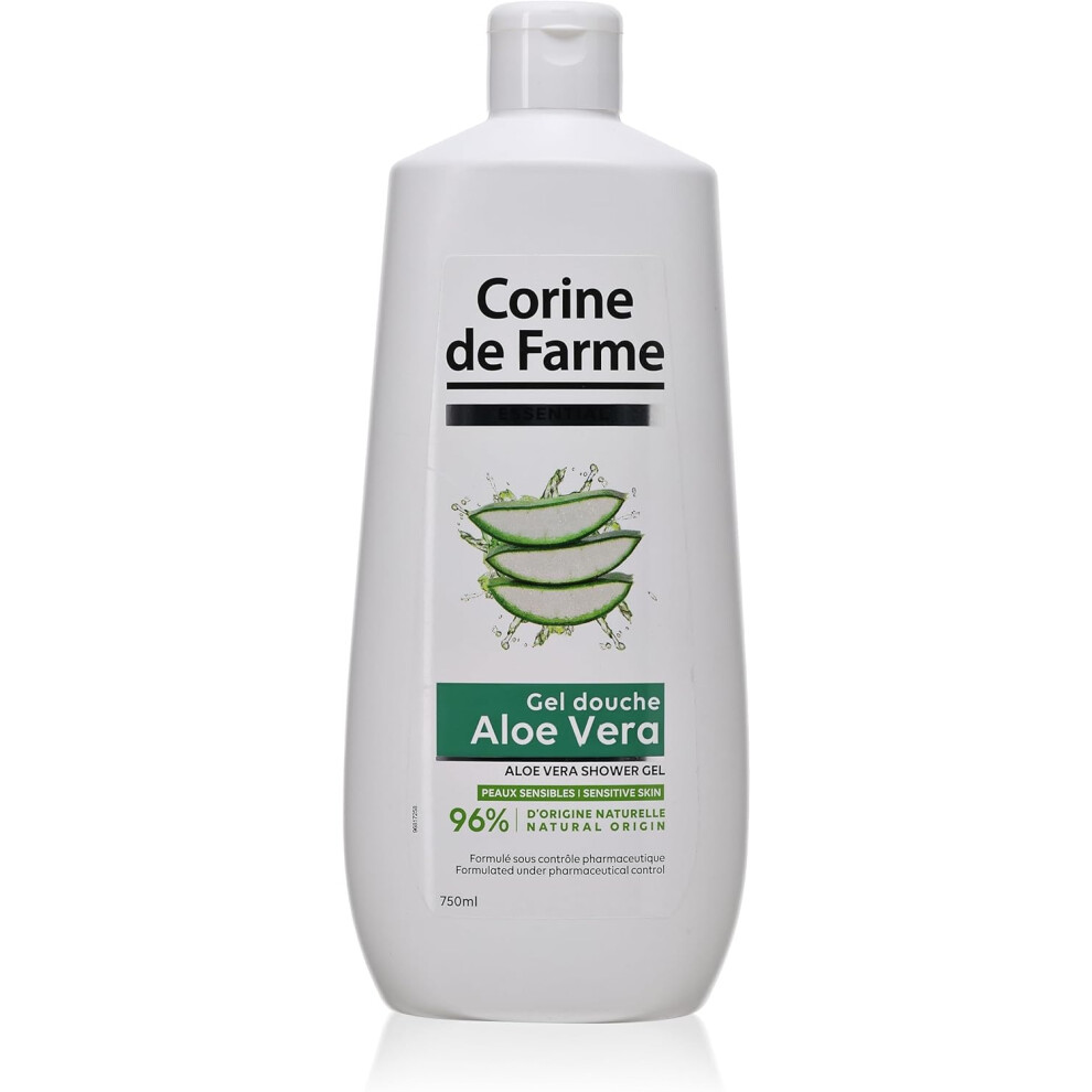 Corine de Farme Essential Aloe Vera Shower Gel 750ml |Gently Cleanses Skin |Hydrating & Soothing Properties of Aloe Vera