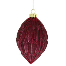 Festive Deep Red Geometric Glass Christmas Bauble - 100mm