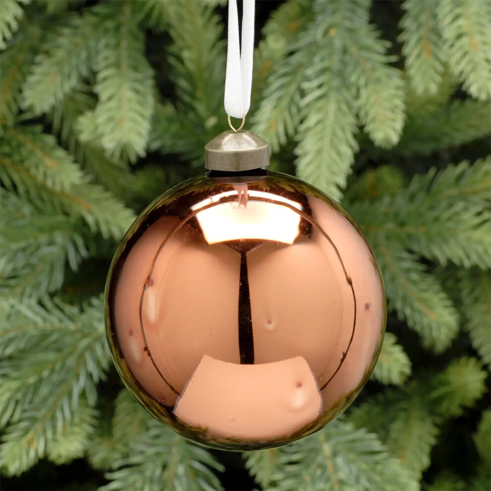 Festive Productions 10cm Shiny Copper Glass Christmas Bauble-image-OPC-PFJXMRS-NEW