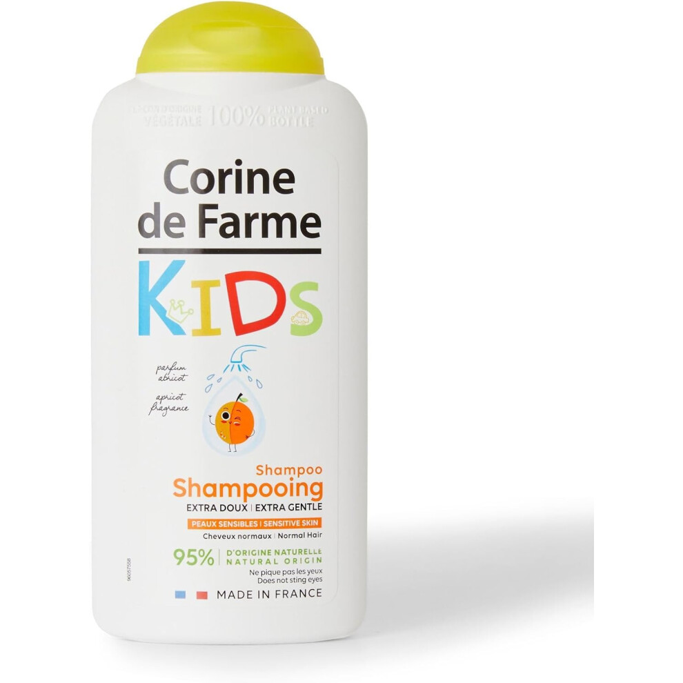 Corine de Farme Kids Extra Gentle Shampoo Apricot Fragrance 300ml | Cleanser For Normal Hair Wash | 95% Natural Origin | Hair Care