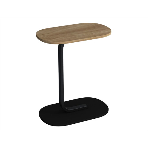 URBN Living (Oak) C Shaped Wood & Metal Oval Side End Table 2
