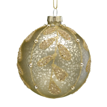 Festive 8cm Champagne Gold Glass Christmas Bauble